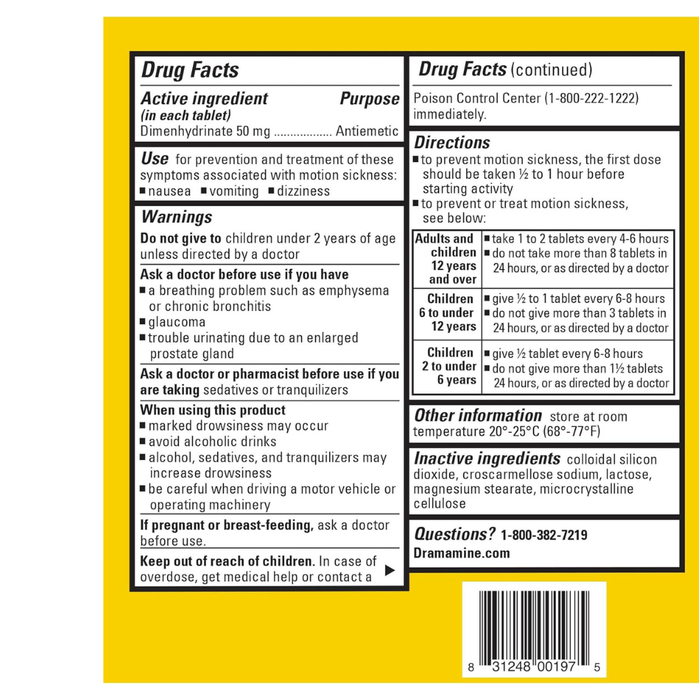 Dramamine Original Formula 50MG