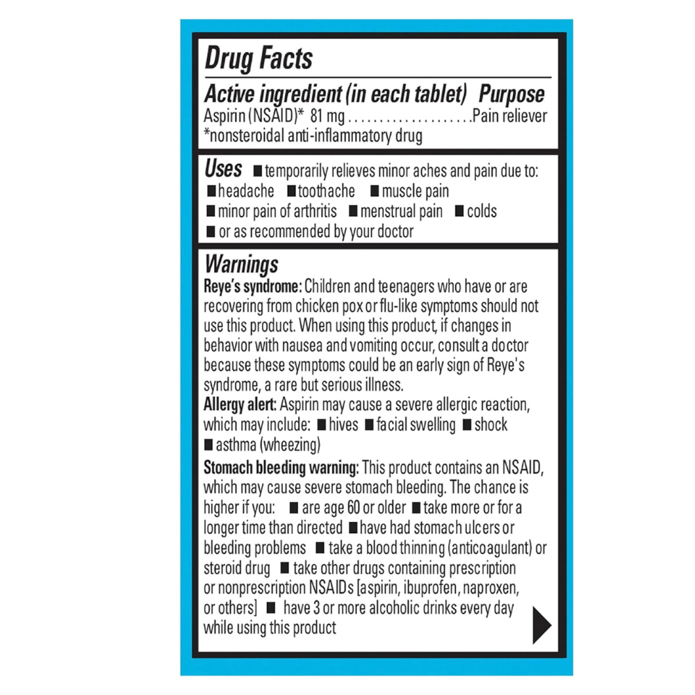 Ecotrin 81mg Low Strength Aspirin