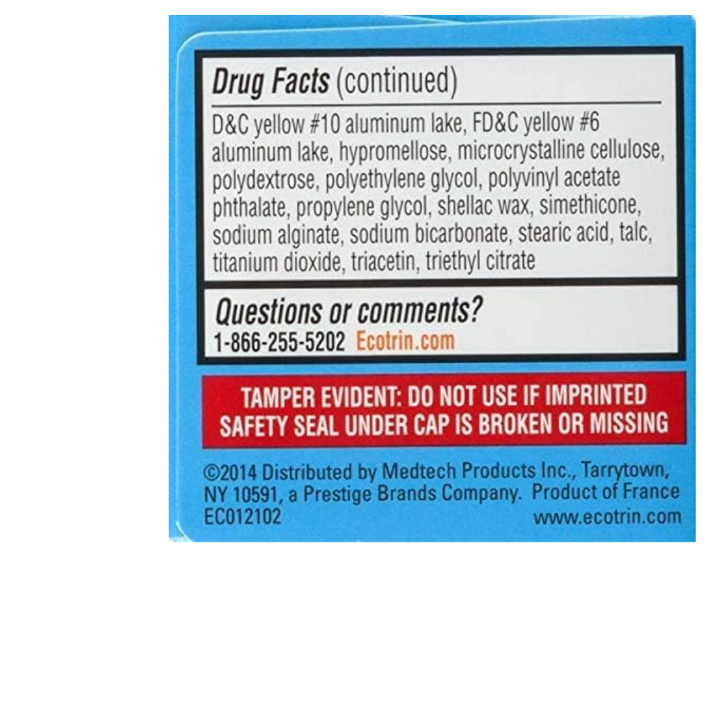 Ecotrin 81mg Low Strength Aspirin