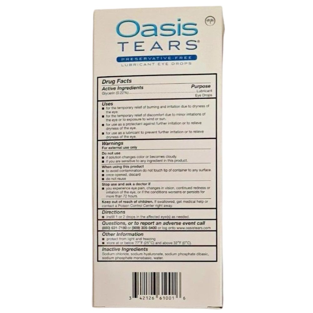 OASIS TEARS PF PRESERVATIVE-FREE LUBRICANT EYE DROPS