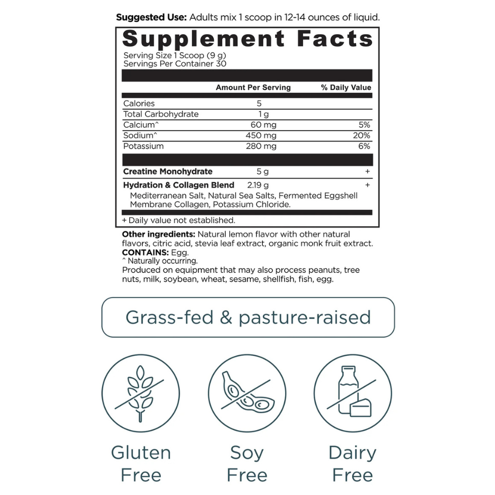 Creatine + Collagen + Electrolytes - Lemon Flavor