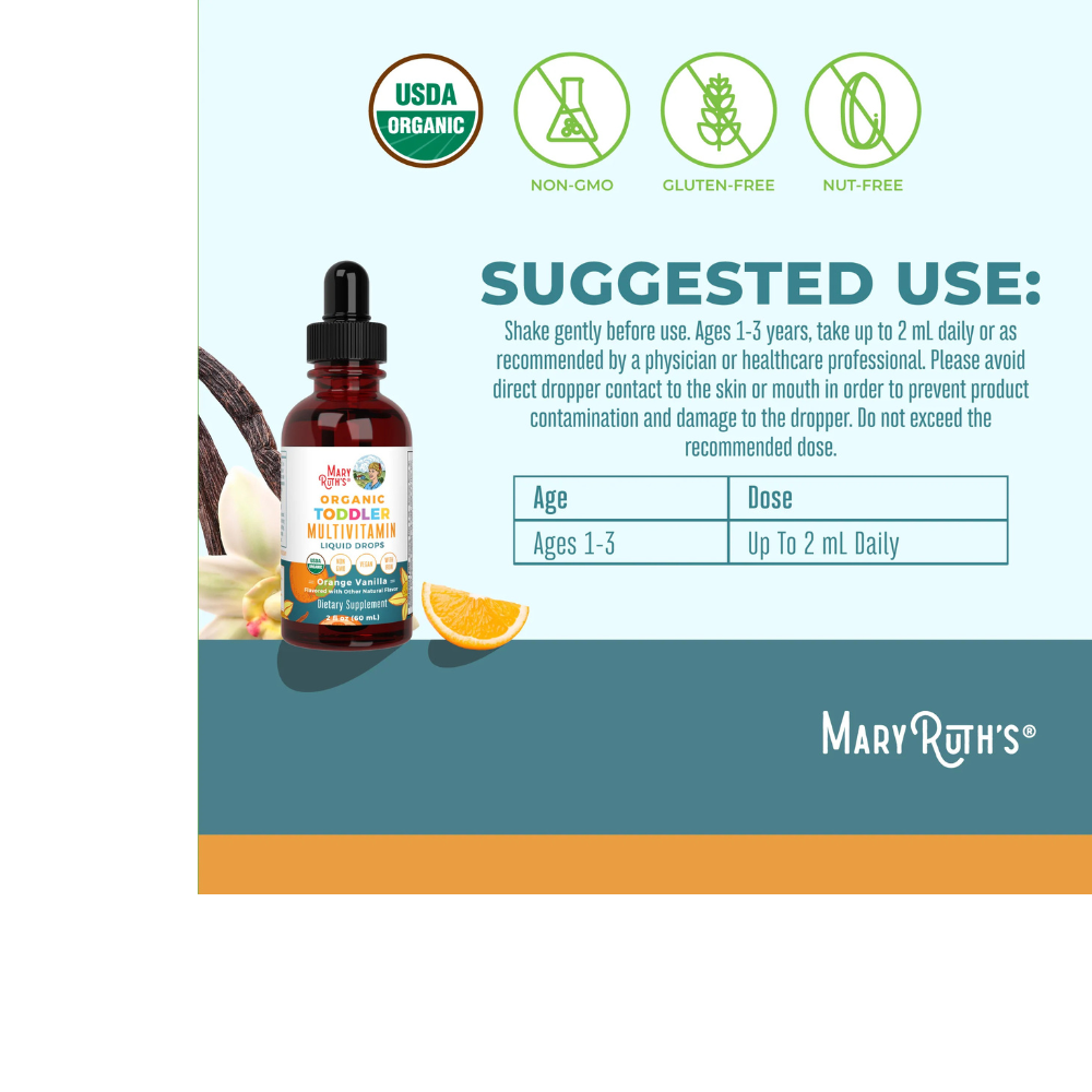 Organic Toddler Multivitamin Liquid Drops With Iron