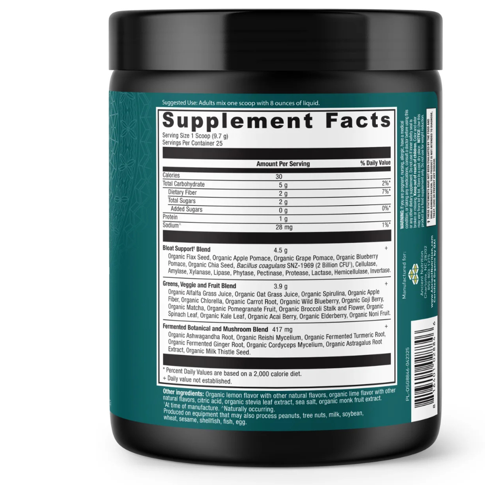 Organic SuperGreens Bloat Relief - CITRUS APPLE FLAVOR