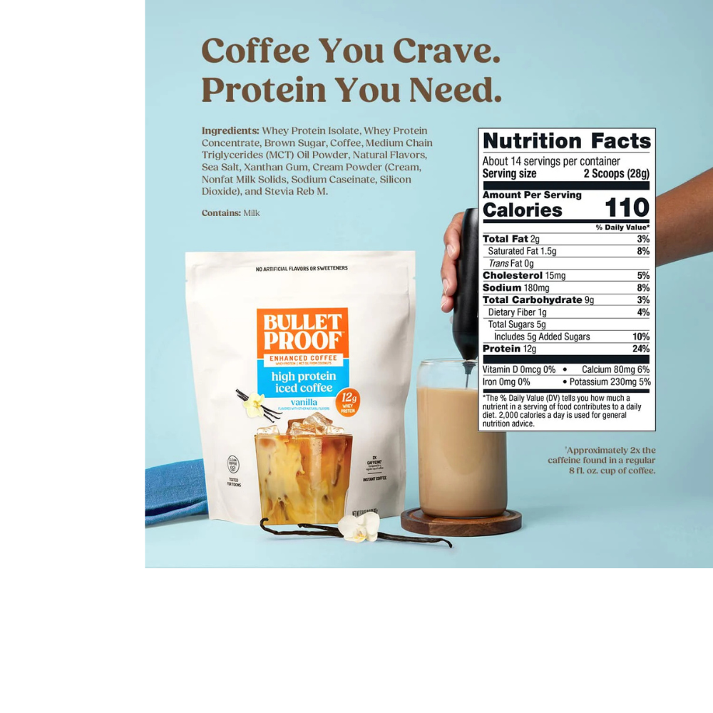 CAFÉ HELADO ALTO EN PROTEÍNAS Vainilla, Café instantáneo