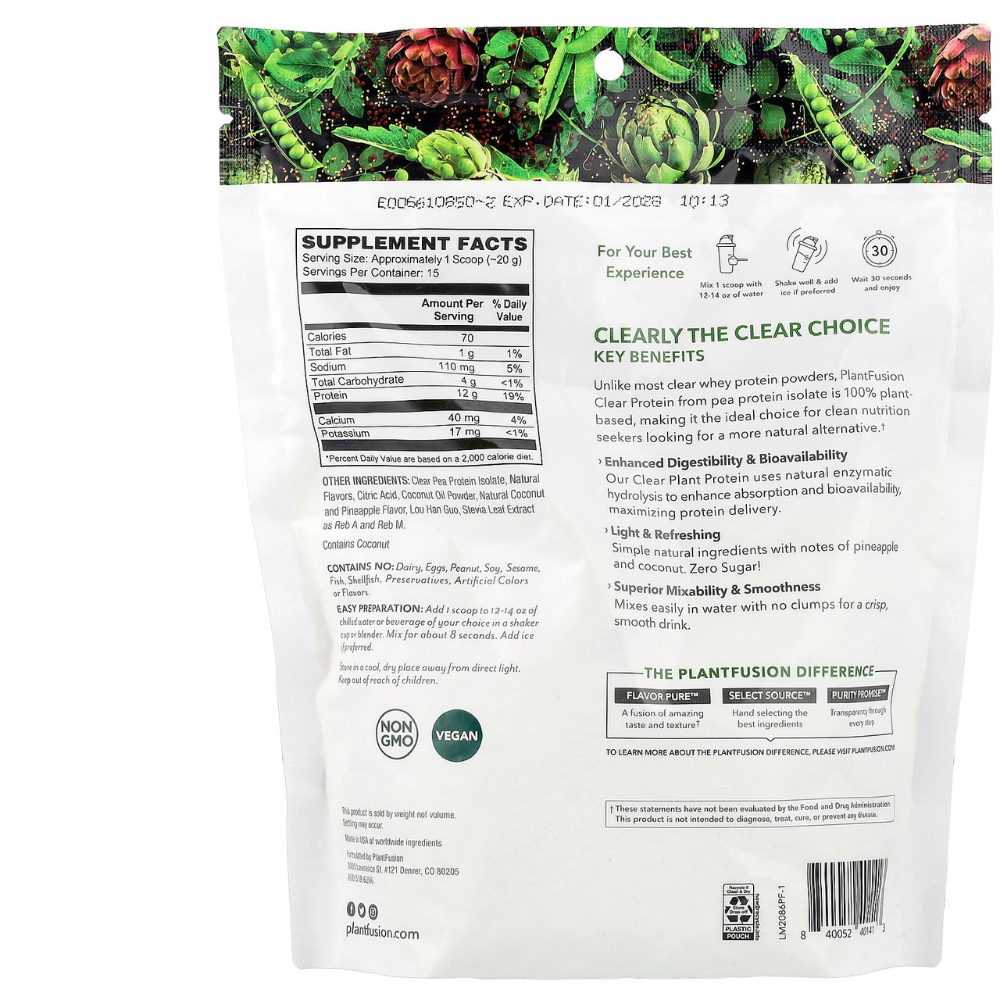 CLEAR PLANT PROTEIN PINEAPPLE COCONUT FLAVOR