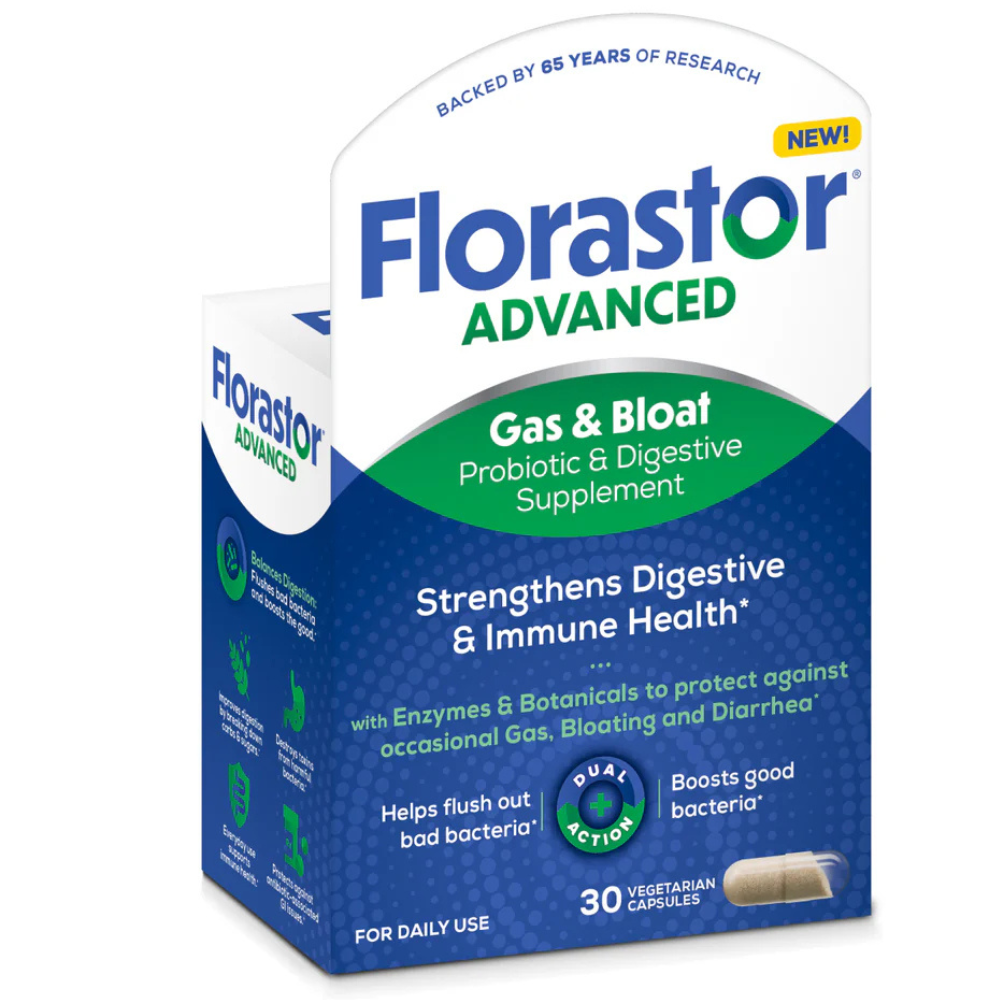 Florastor Advanced Gas & Bloat Probiotic & Digestive Supplement