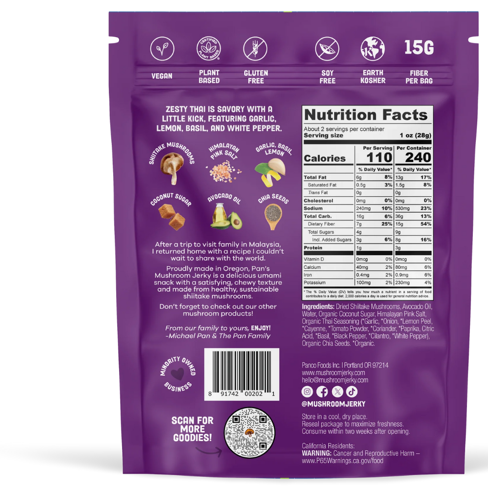 Zesty Thai Mushroom Jerky