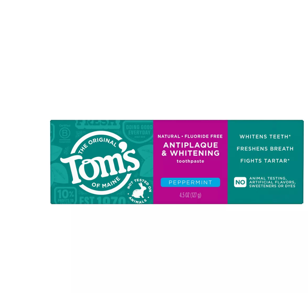 Fluoride-Free Antiplaque & Whitening Peppermint Natural Toothpaste
