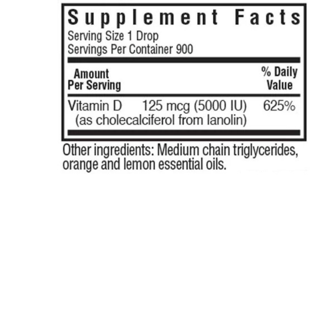 LIQUID VITAMIN D3 DROPS 125 mcg (5000 IU) - Citrus Flavor