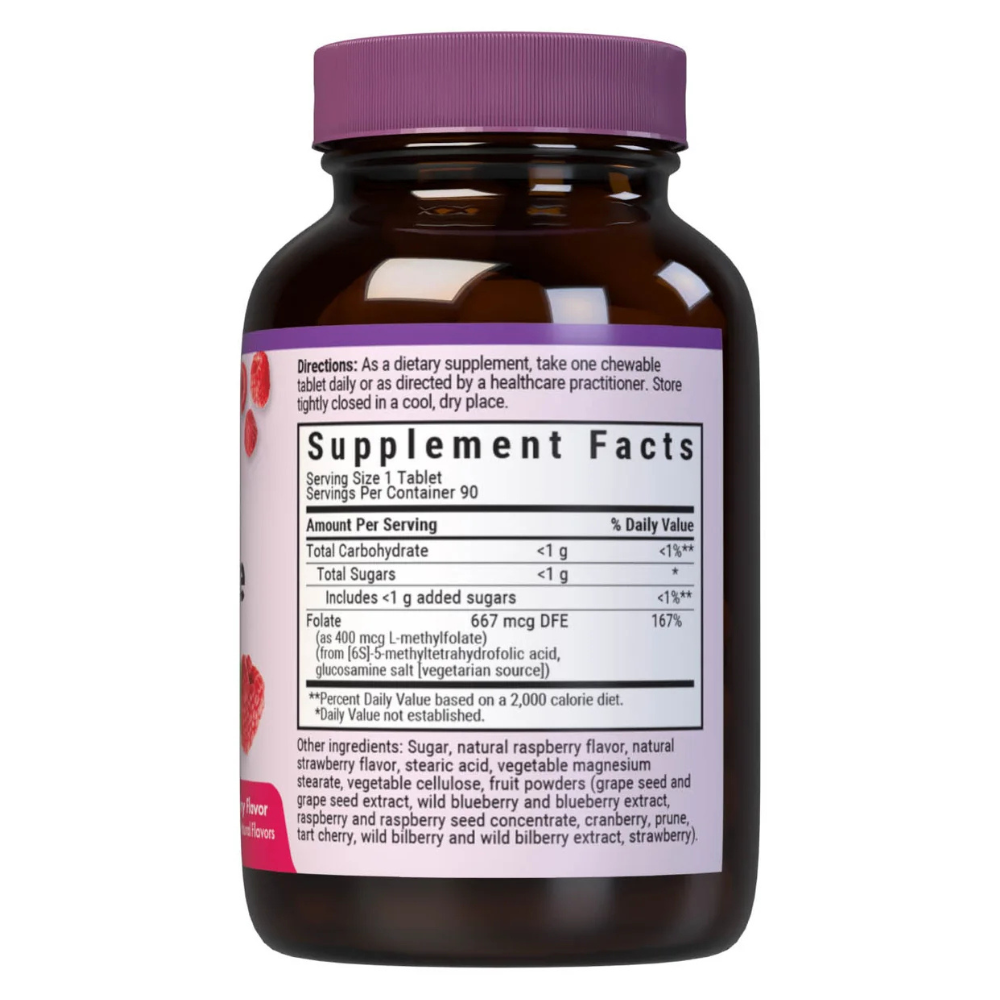 EARTHSWEET CHEWABLES CELLULAR ACTIVE METHYLFOLATE 400 mcg - Raspberry Flavor