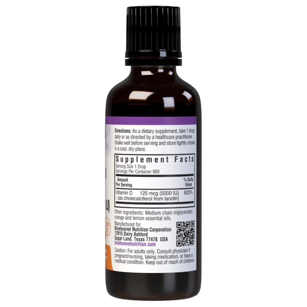 LIQUID VITAMIN D3 DROPS 125 mcg (5000 IU) - Citrus Flavor