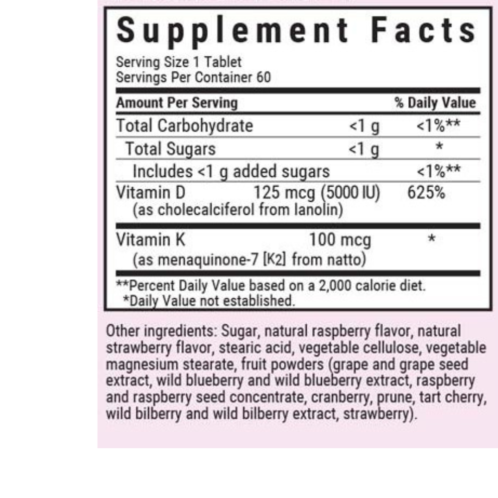 EarthSweet Chewables Vitamin D3 & K2 - Raspberry Flavor