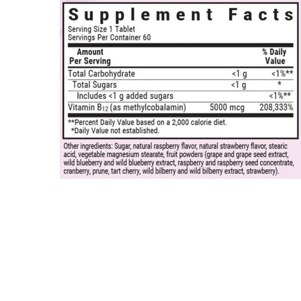 EARTHSWEET CHEWABLES CELLULAR ACTIVE METHYLCOBALAMIN 5000 mcg - Raspberry Flavor