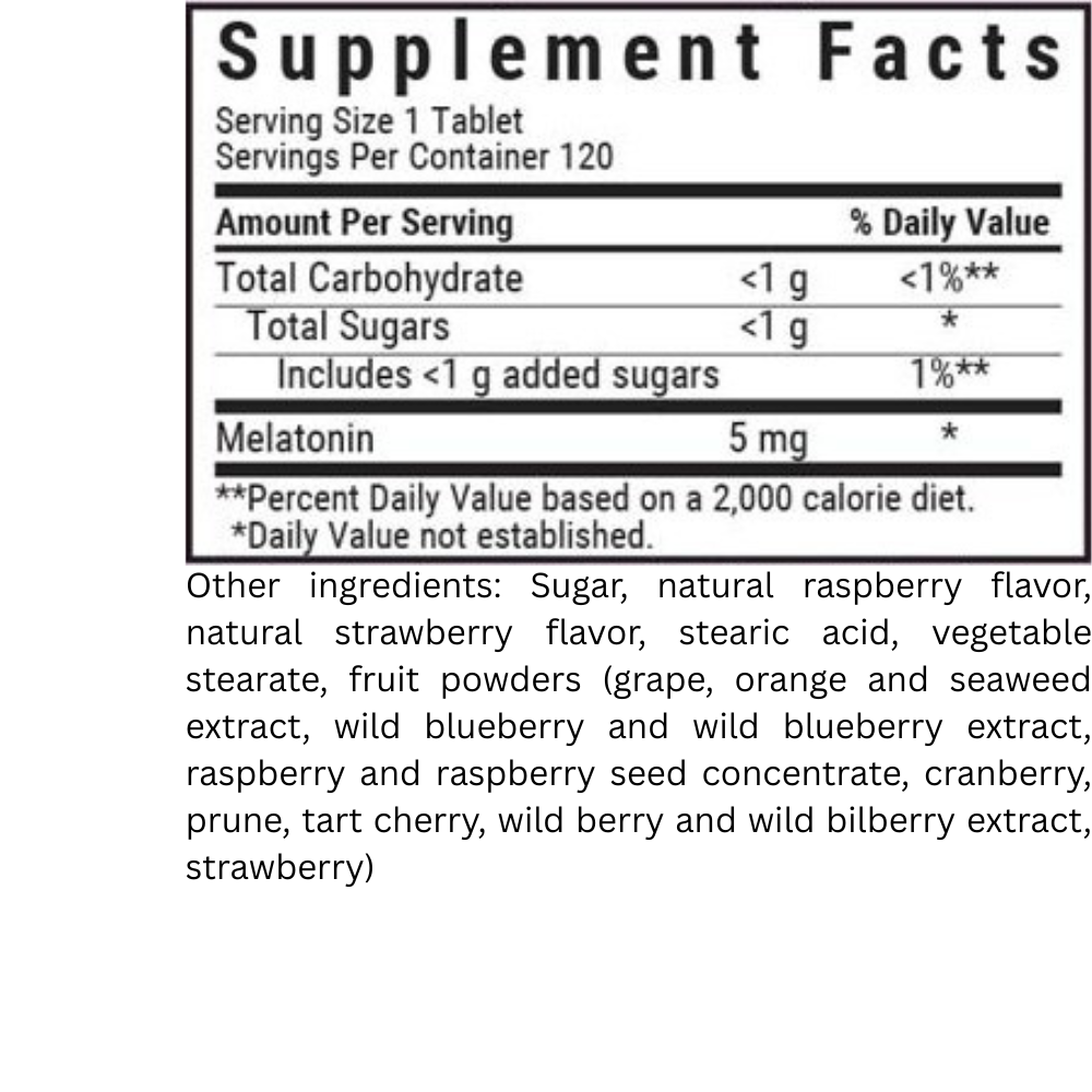 EARTHSWEET CHEWABLES MELATONIN 5 mg - Raspberry Flavor