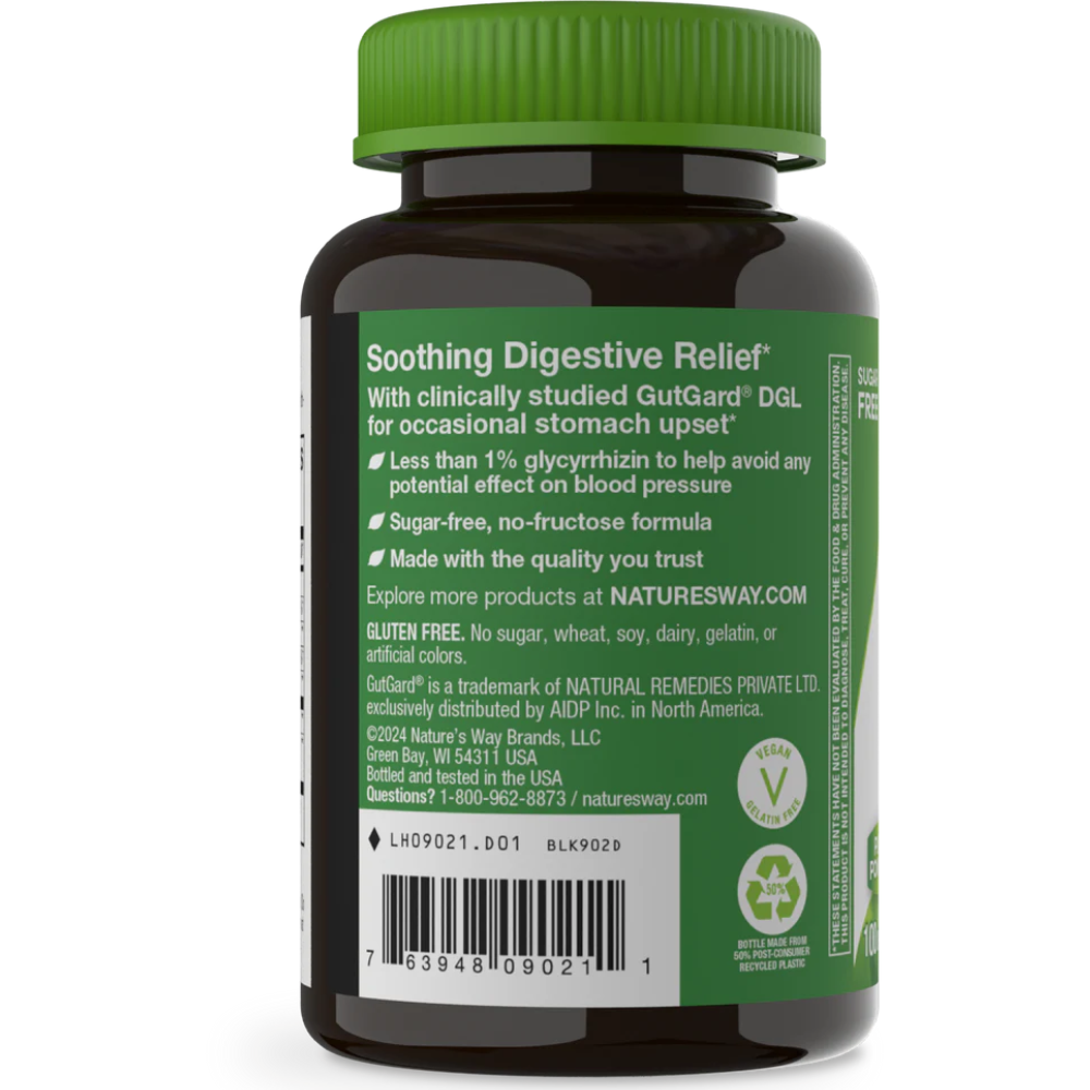 Nature's Way DGL Fructose Free Sugarless Tablets, 100 CHEW | Village Green  Apothecary