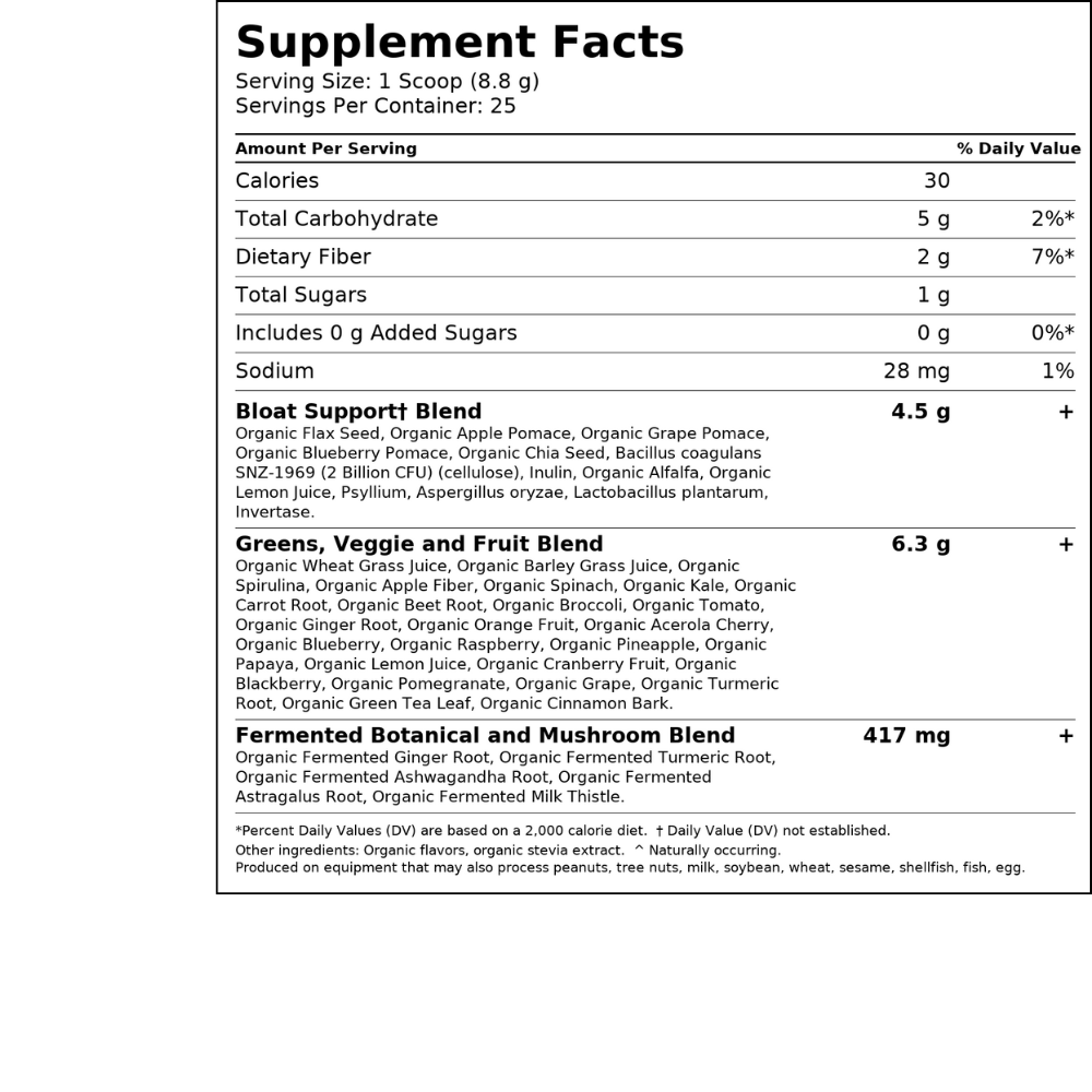 ORG SUPER GREENS BLOAT RELIEF - UNFLAVORED