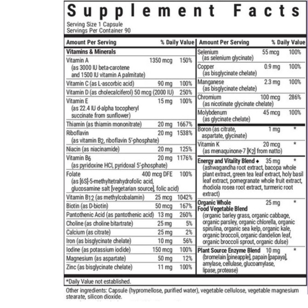 MAXI ONE WHOLE FOOD-BASED MULTIPLE (With Iron)