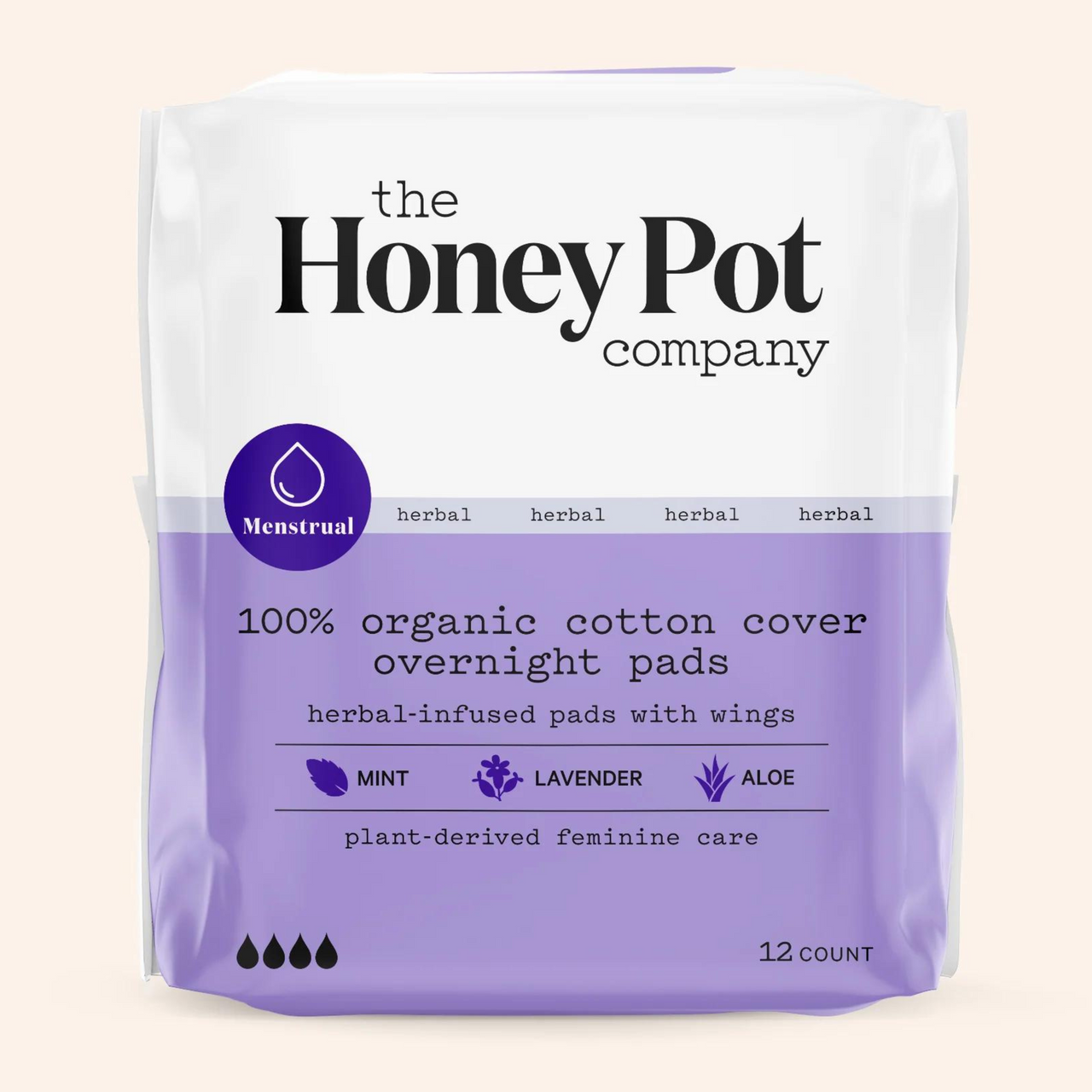 Organic Cotton Cover Overnight Pads with Wings