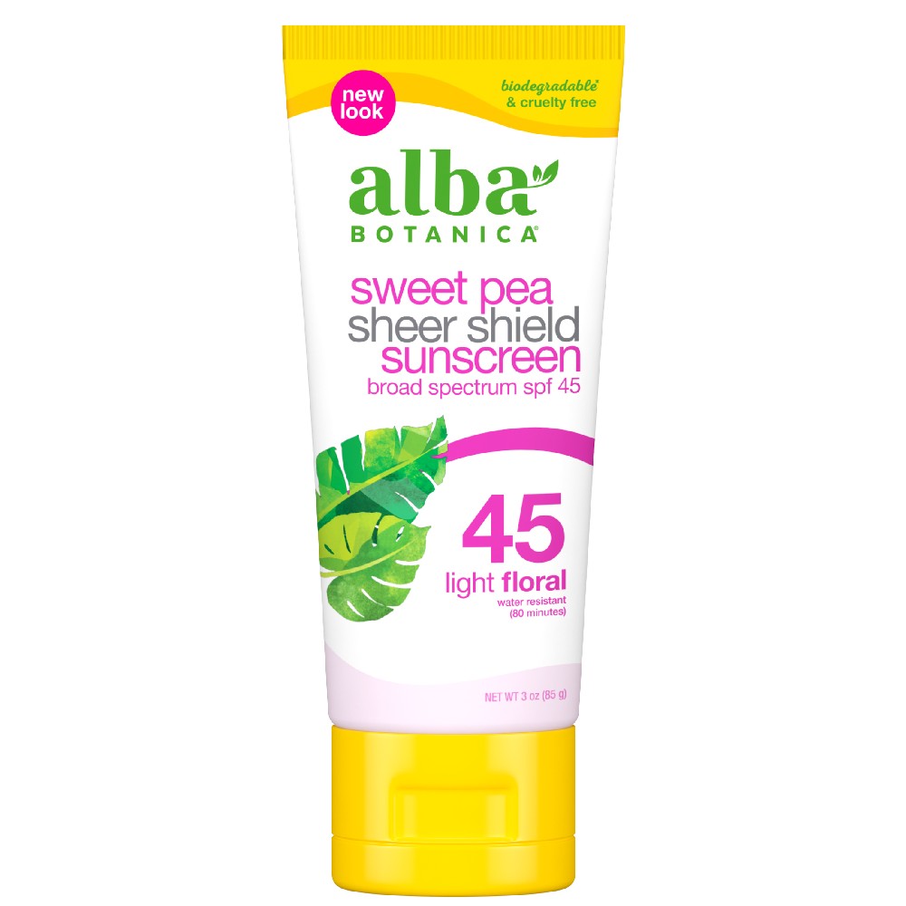 Sheer Shield Sunscreen Sweet Pea Pear Lotion SPF 45 - Alba Botanica