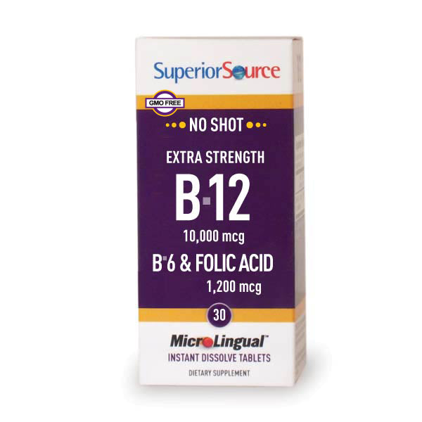 NO SHOT Methylcobalamin Extra Strength B-12 10,000 mcg / B-6 / Folic Acid 1,200 mcg