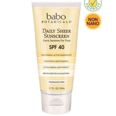 Daily Sheer Facial Sunscreen SPF 40 - Fragrance Free - Babo Botanicals
