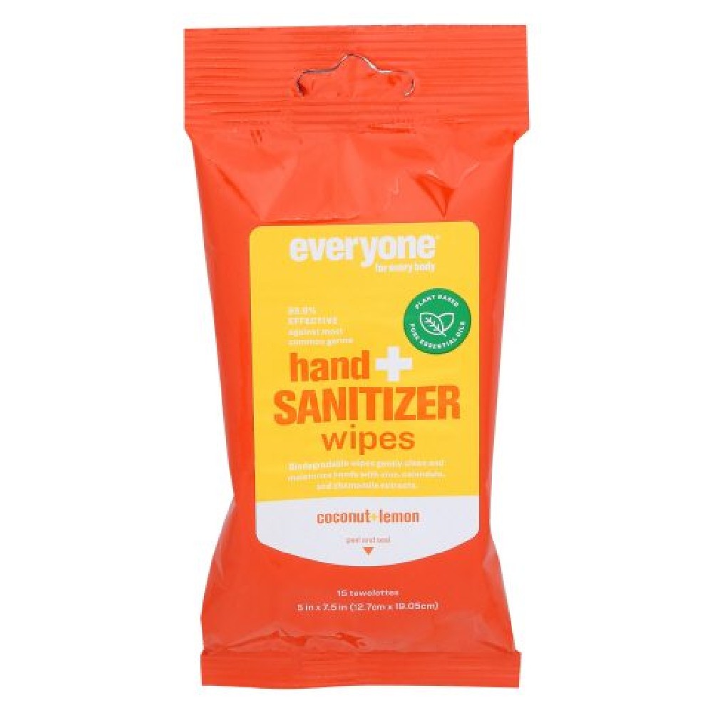 Everyone Coconut + Lemon Hand Sanitizer Wipes Pouch - EO