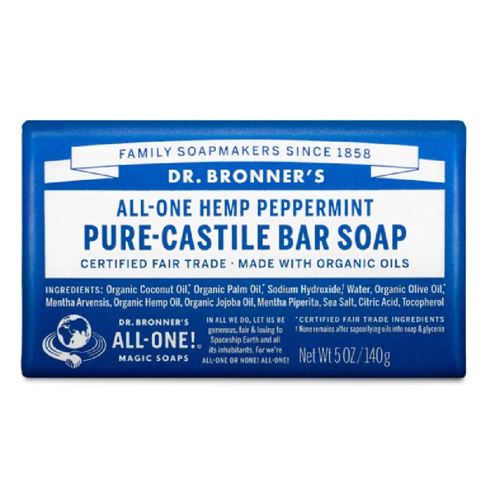Pure Castile Bar Soap - Peppermint - Dr Bronners