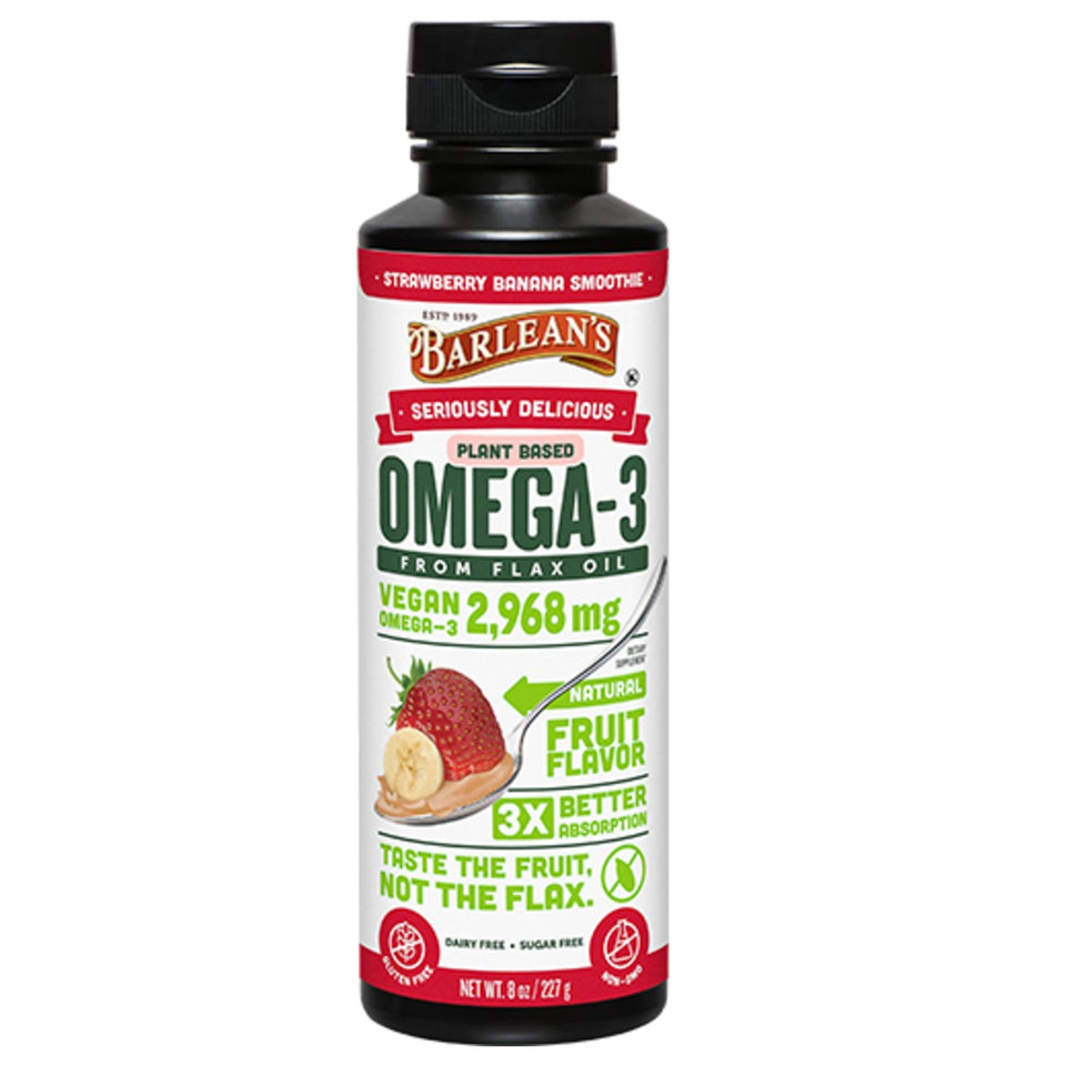 Barleans Omega 3 Flax Oil Strawberry Banana Smoothie 8oz Village