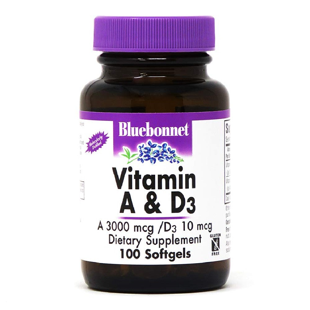 Vitamin A & D3 10, 000 IU/400 IU Softgels - Bluebonnet