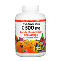 Thumbnail for Fruit Flavor Chew Vitamin C, Peach, Passionfruit and Mango, 500 mg