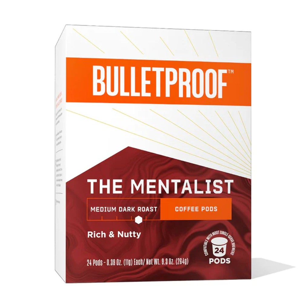 bulletproof coffee k cups Bulletproof The Mentalist Roast Coffee Pods Premium Dark Roast Organic 24 K Cups