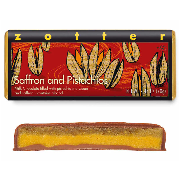 Saffron & Pistachios Milk Chocolate - Zotter