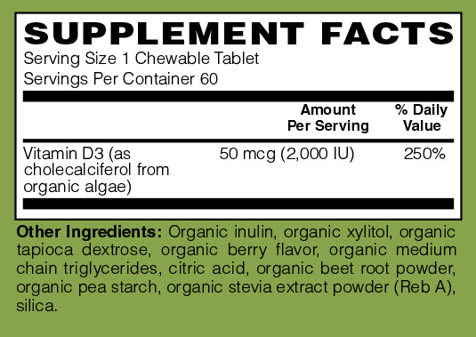 Certified Organic Whole Food Vegan D-3 Chewable
